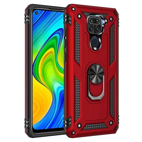 Smcase Xiaomi Redmi Note 9 Kılıf Vega Yüzüklü Tank Silikon - 10