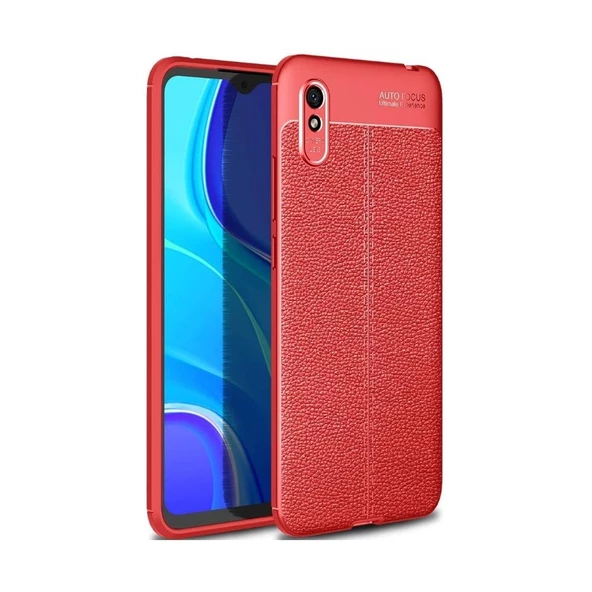 Smcase Xiaomi Redmi 9A Kılıf Deri Dokulu Silikon Nano Ekran Koruyucu - 4