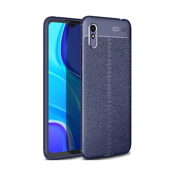 Smcase Xiaomi Redmi 9A Kılıf Deri Dokulu Silikon - 5
