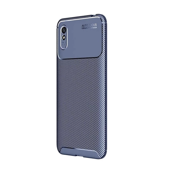 Smcase Xiaomi Redmi 9A Kılıf Negro Karbon Dokulu Silikon  Nano Ekran Koruyucu - 9