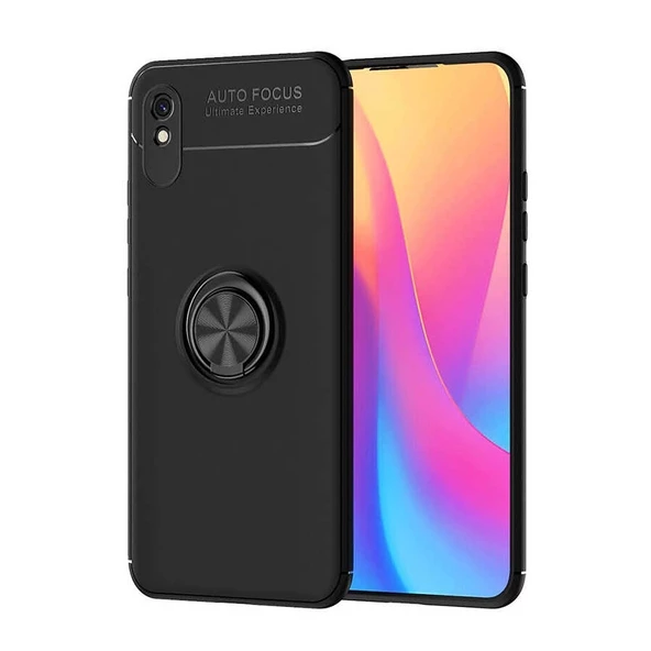 Smcase Xiaomi Redmi 9A Kılıf Ravel Yüzüklü Silikon