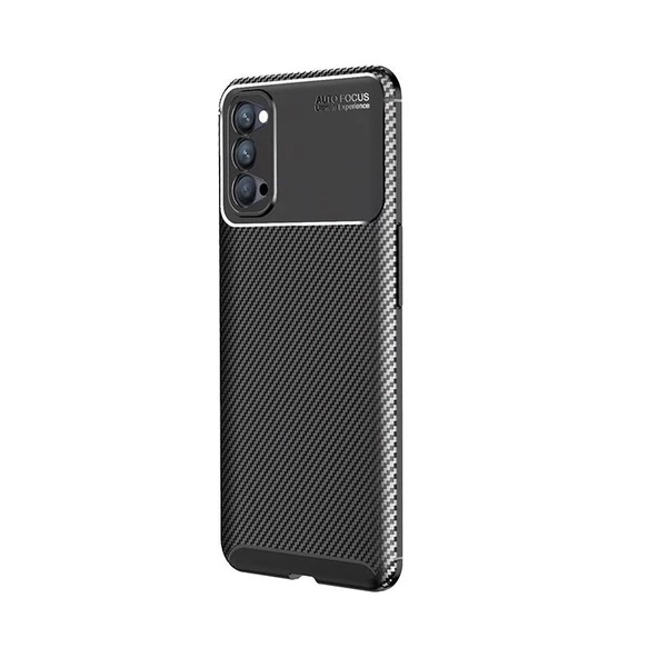 Smcase Oppo Reno4 Kılıf Negro Karbon Silikon