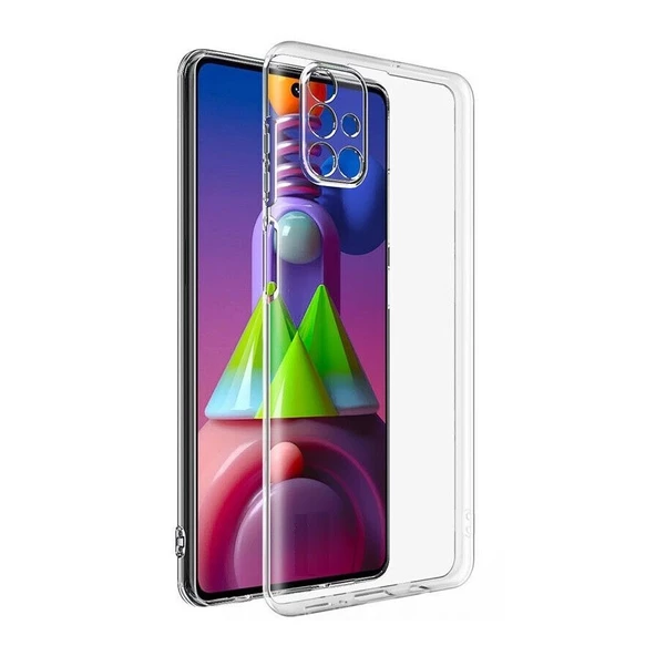 Smcase Samsung Galaxy M51 Kılıf Kamera Korumalı Silikon  Nano Ekran Koruyucu