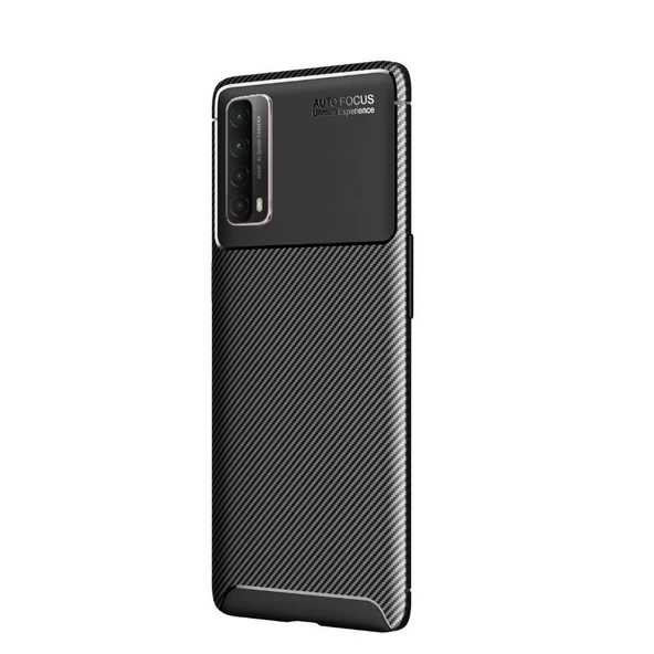 Smcase Huawei P Smart 2021 Kılıf Negro Karbon Silikon  Nano Ekran Koruyucu