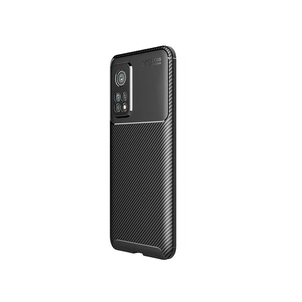 Smcase Xiaomi Mi10T Pro Kılıf Negro Karbon Dokulu Silikon