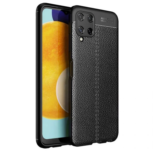 Smcase Samsung Galaxy M32 4G Kılıf Deri Dokulu Silikon