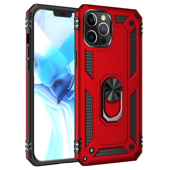 Smcase iPhone 13 Pro Max Kılıf Vega Yüzüklü Tank Silikon