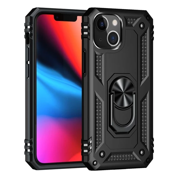 Smcase iPhone 13 Kılıf Vega Yüzüklü Tank Silikon