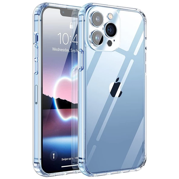 Smcase iPhone 13 Pro Max Kılıf Darbe Korumalı Kapak Silikon  Nano Ekran Koruyucu