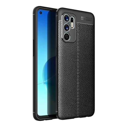 Smcase Oppo Reno6 4G Kılıf Deri Dokulu Silikon  Nano Ekran Koruyucu