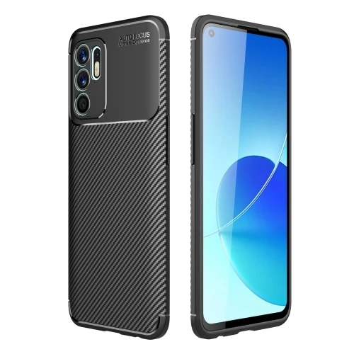 Smcase Oppo Reno6 4G Kılıf Negro Karbon Silikon  Nano Ekran Koruyucu