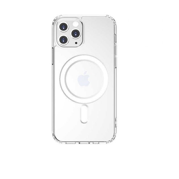 Smcase iPhone 11 Pro Kılıf Manyetik Kristal Wiriless Destekli Sert Kapak Silikon  10000 Mah Magsafeli Powerbank