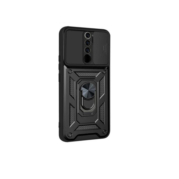Smcase Xiaomi Redmi 9 Kılıf Kamera Korumalı Yüzüklü Tank Pars Silikon