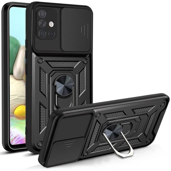 Smcase Samsung Galaxy A31 Kılıf Kamera Korumalı Yüzüklü Tank Pars Silikon - 6