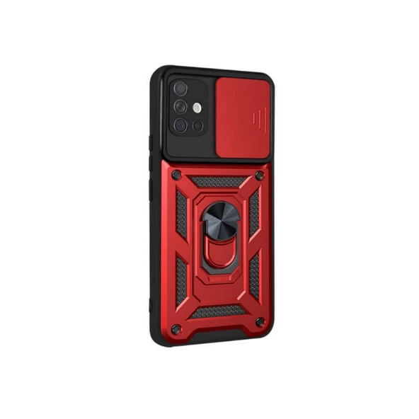 Smcase Samsung Galaxy A51 Kılıf Kamera Korumalı Yüzüklü Tank Pars Silikon