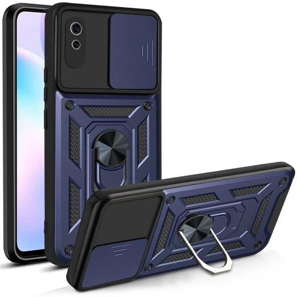 Smcase Xiaomi Redmi 9A Kılıf Kamera Korumalı Yüzüklü Tank Pars Silikon - 6