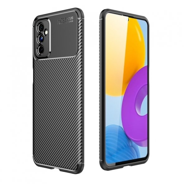 Smcase Samsung Galaxy M52 5G Kılıf Kamera Korumalı Negro Karbon Silikon  Nano Ekran Koruyucu