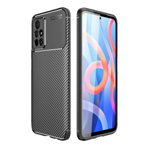 Smcase Xiaomi Poco M4 Pro 5G Kılıf Kamera Korumalı Karbon Dokulu Silikon