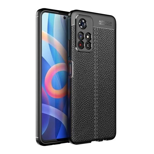 Smcase Xiaomi Poco M4 Pro 5G Kılıf Kamera Korumalı Deri Dokulu Silikon  Nano Ekran Koruyucu