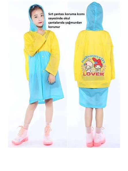 5 -6 Yaş Çocuklar İçin Okul Yağmurluğu Çanta Korumalı Medium Beden - 2
