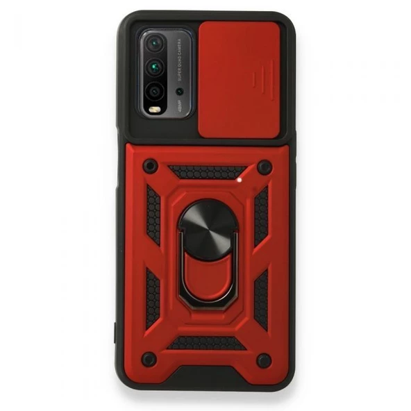 Smcase Xiaomi Redmi 9T Kılıf Kamera Korumalı Yüzüklü Tank Pars Silikon