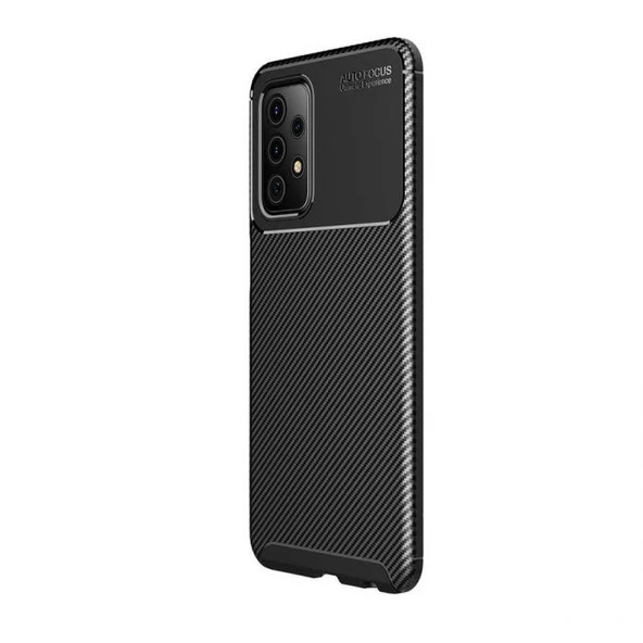 Smcase Samsung Galaxy A52s 5G Kılıf Negro Karbon Dokulu Silikon  Nano Ekran Koruyucu