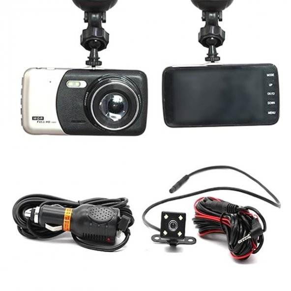 HKO Araç Kayıt Kamerası Ön-Arka  4 Inc Vantuzlu Ekranlı 12V Dvr