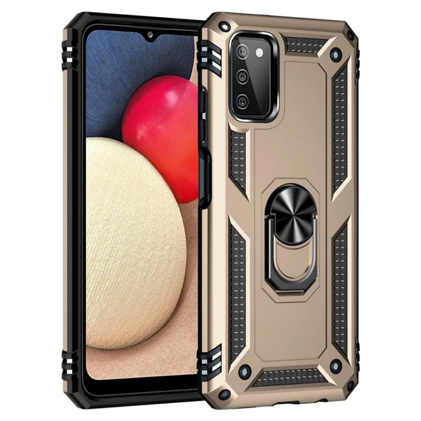 Smcase Samsung Galaxy A03s Kılıf Vega Yüzüklü Tank Silikon