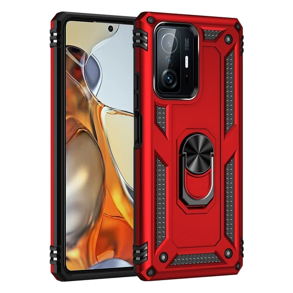 Smcase Xiaomi 11T Kılıf Vega Yüzüklü Tank Silikon