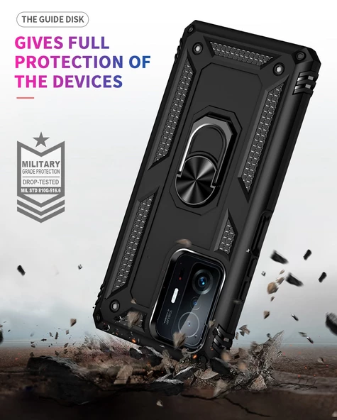 Smcase Xiaomi 11T Kılıf Vega Yüzüklü Tank Silikon - Resim 6
