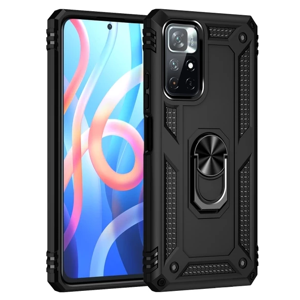 Smcase Xiaomi Poco M4 Pro 5G Kılıf Vega Yüzüklü Tank Silikon - 9