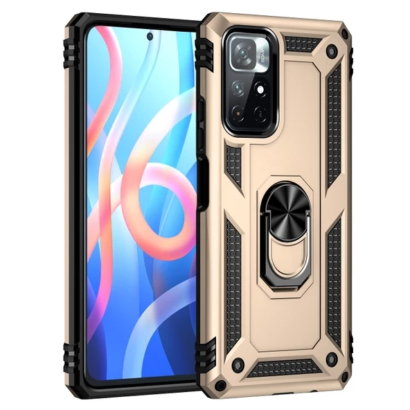 Smcase Xiaomi Poco M4 Pro 5G Kılıf Vega Yüzüklü Tank Silikon - 5