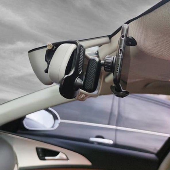 Coofbe Direksiyon Önü Torpido Üzeri Araç Telefon Tutucu Güneşlik Dikiz Aynası Araç Tutucu 360 Dönerli - 6