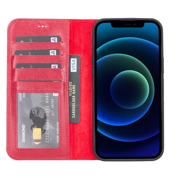 Smcase iPhone 11 Kılıf Hakiki Deri 2-1 Kartlıklı Cüzdan