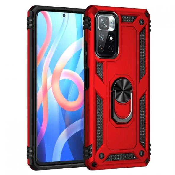 Smcase Xiaomi Redmi Note 11 4G Kılıf Vega Yüzüklü Tank Silikon