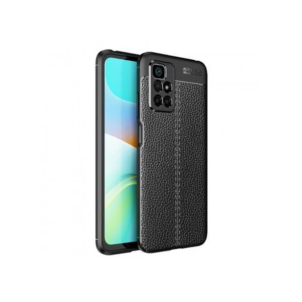 Smcase Xiaomi Redmi 10 2022 Kılıf Kamera Korumalı Deri Dokulu Silikon  Nano Ekran Koruyucu