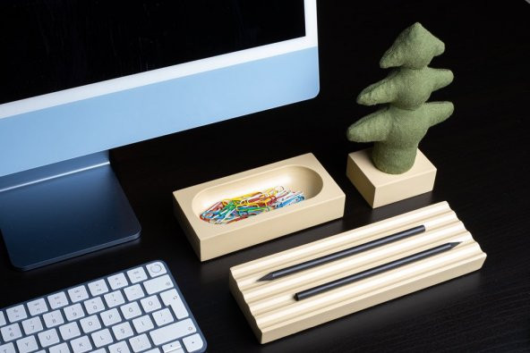 Kayigo Woody Krem Üçlü Ofis Seti - Yeşil Çam - 3