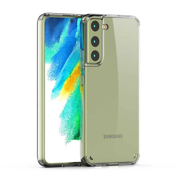 Smcase Samsung Galaxy S22 5G Kılıf Coss Hybrid Kristal Silikon  Tam Kapatan Ekran Koruyucu