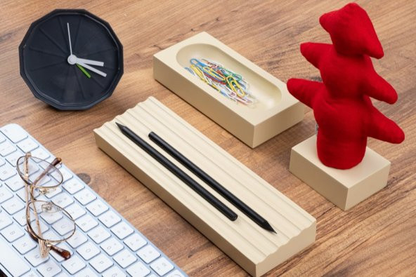 Kayigo Woody Krem Üçlü Ofis Seti - Kırmızı Çam - 2