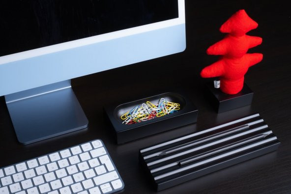 Kayigo Woody Siyah Üçlü Ofis Seti - Kırmızı Çam - Resim 2