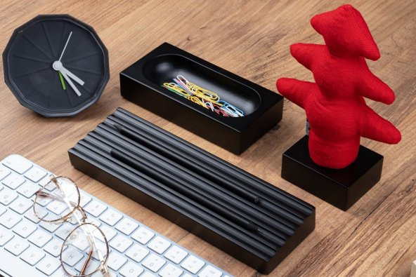 Kayigo Woody Siyah Üçlü Ofis Seti - Kırmızı Çam - Resim 3