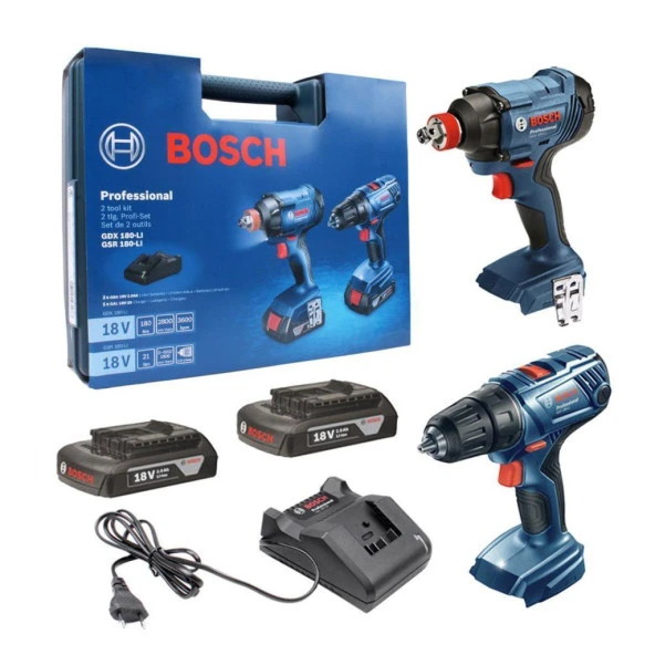 Bosch Gsr 180-LI + Gdx 180-LI(2X1.5AH) - ŞARJLI MATKAP İKİLİ SET