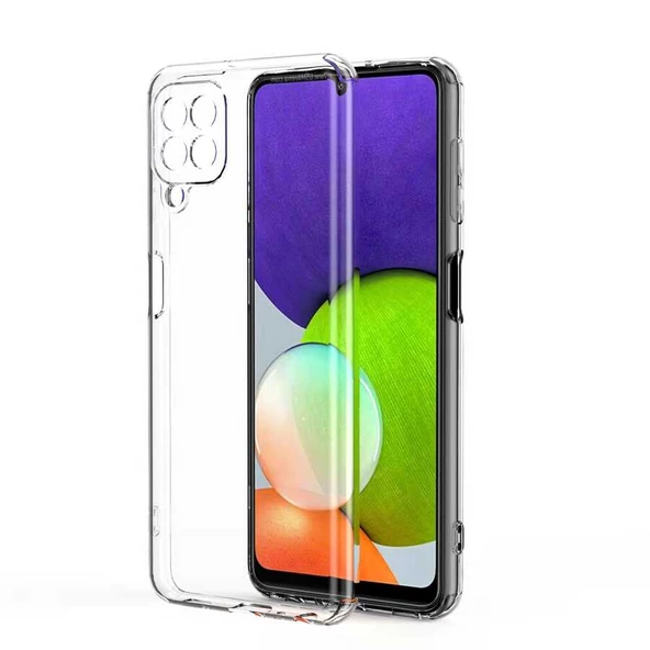 Smcase Samsung Galaxy A22 4G Kılıf Kamera Korumalı Süper Silikon  Nano Ekran Koruyucu