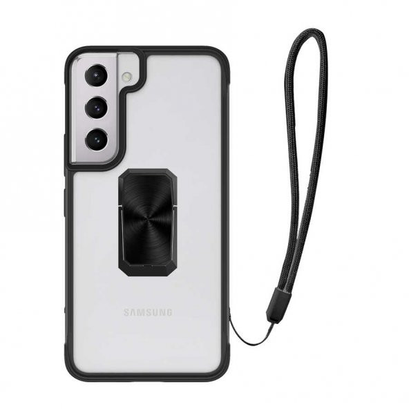 Smcase Samsung Galaxy S22 5G Kılıf Vbax Hybrid Standlı Silikon  Nano Ekran Koruyucu