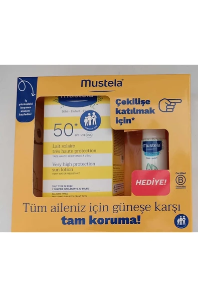 Mustela Çok Yüksek Koruma Faktörlü Güneş Losyonu Spf 50 100 ml + Vücut Losyonu 50 ml