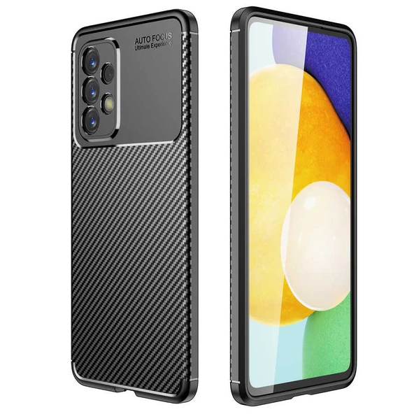 Smcase Samsung Galaxy A73 Kılıf Kamera Korumalı Negro Karbon Dokulu Silikon