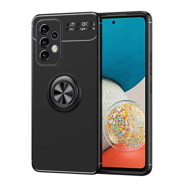 Smcase Samsung Galaxy A53 Kılıf Kamera Korumalı Ravel Yüzüklü Silikon