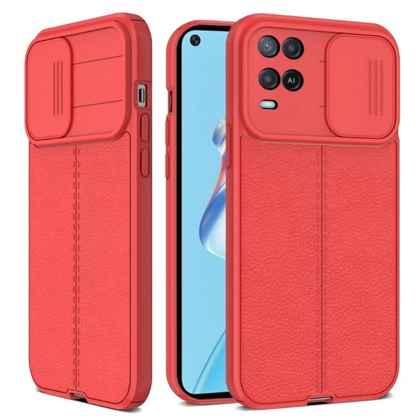 Smcase Oppo A54 4G Kılıf Lensi Kamera Korumalı Deri Dokulu Silikon - 2