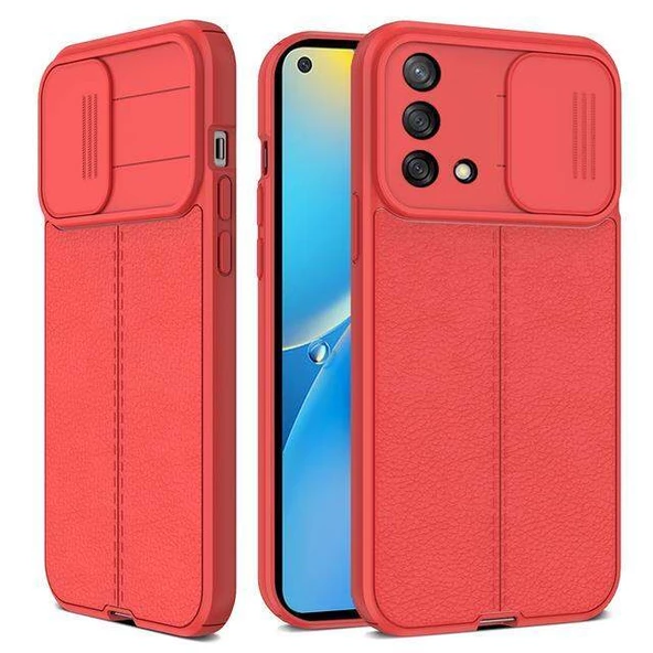 Smcase Oppo A74 4G Kılıf Lensi Kamera Korumalı Deri Dokulu Silikon - 2