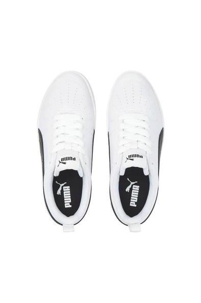 Puma Rickie Jr 384311 03 Unisex Sneaker Ayakkabı Beyaz-Siyah 36-39 - Resim 5